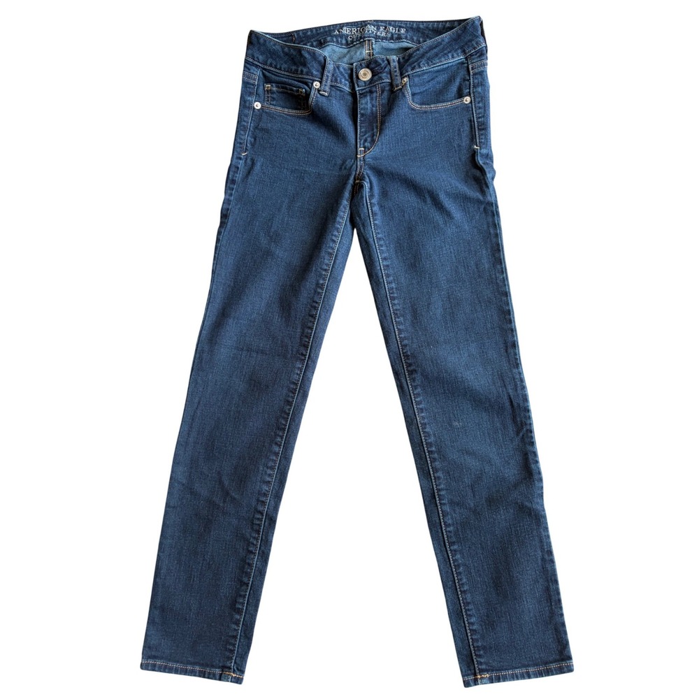 American Eagle Skinny Super‎ Stretch Jeans Dark Wash Size 2 Short Indigo Denim